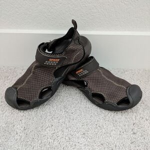 CROCS 15041 Brown Swiftwater Mesh Fisherman Deck Sandals/Water Shoes